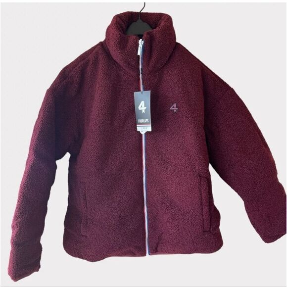 FOURLAPS Polar Quilted Sherpa Jacket Burgandy/Smoke - Picture 5 of 14